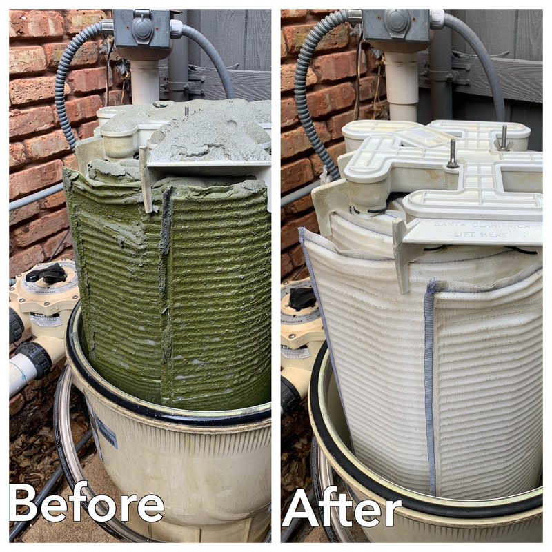 DE and cartridge filter cleaning before and after